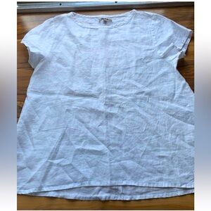 Flax white linen blouse, medium, EUC